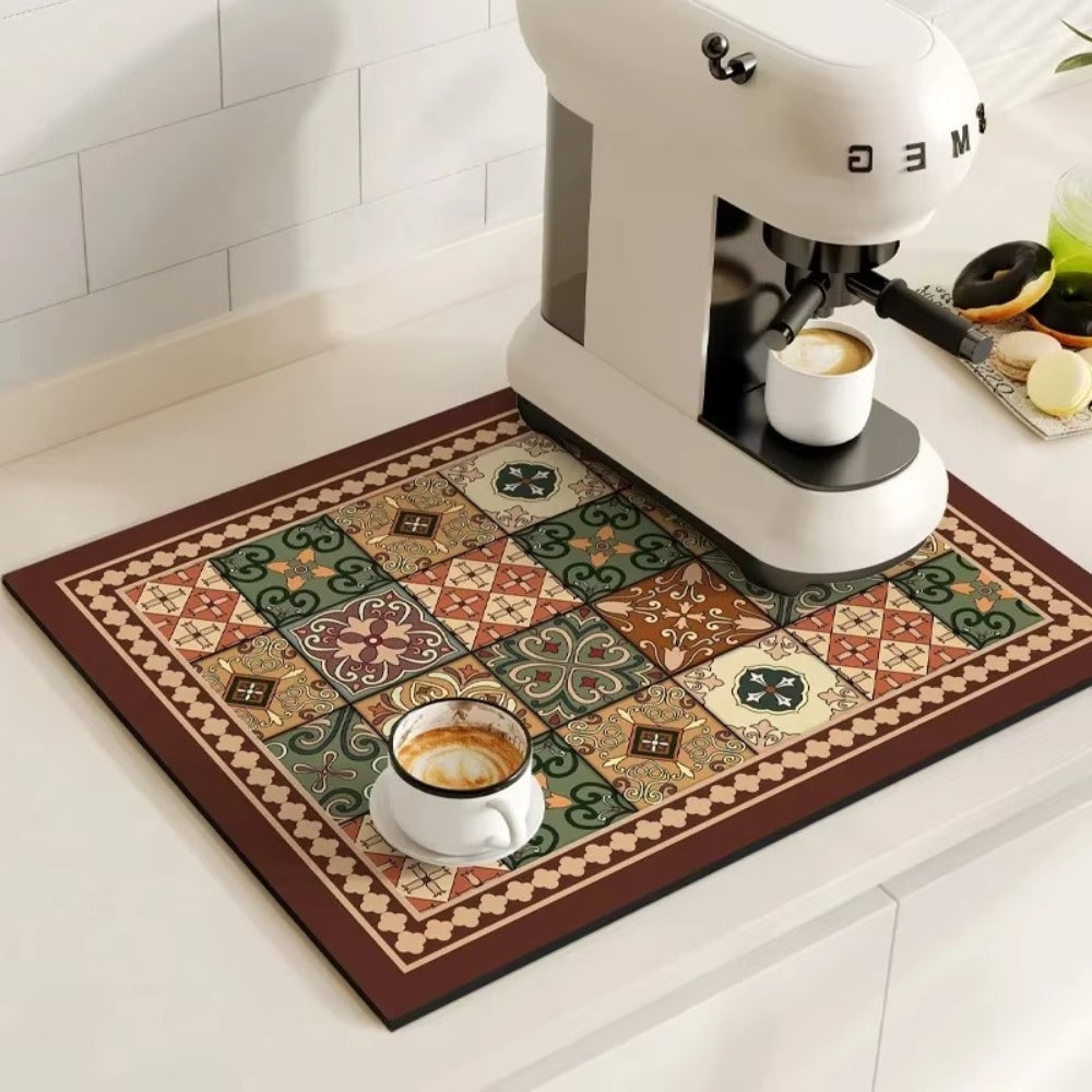 BaristaPad - Retro Tile Pattern Coffee Mat