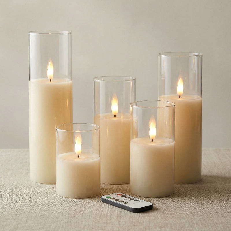 LumaGlow - Cylindrical Flameless Flickering Candles