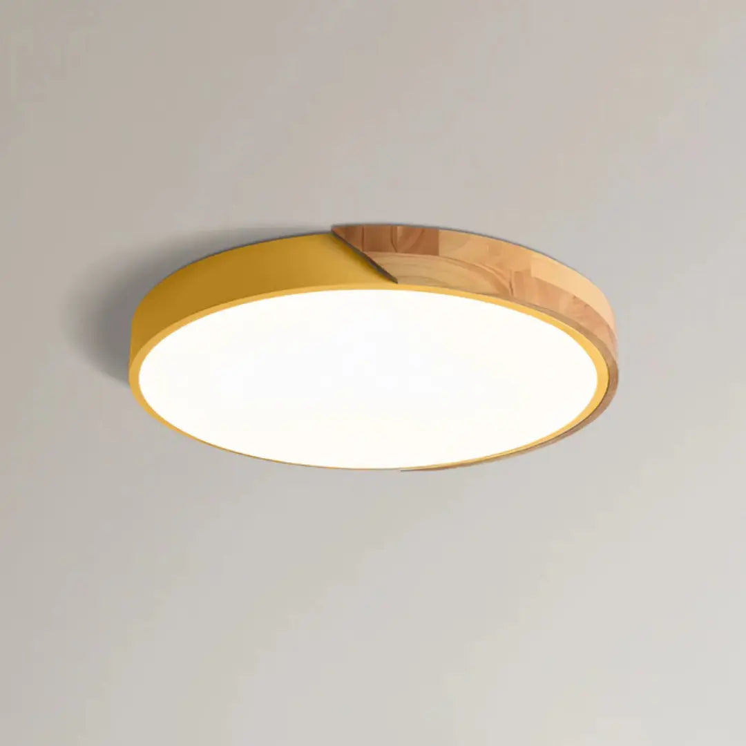 Sana Wooden Ceiling Light featuring a modern LED flush mount design, showcasing an energy-efficient wooden structure ideal for contemporary home decor. 9