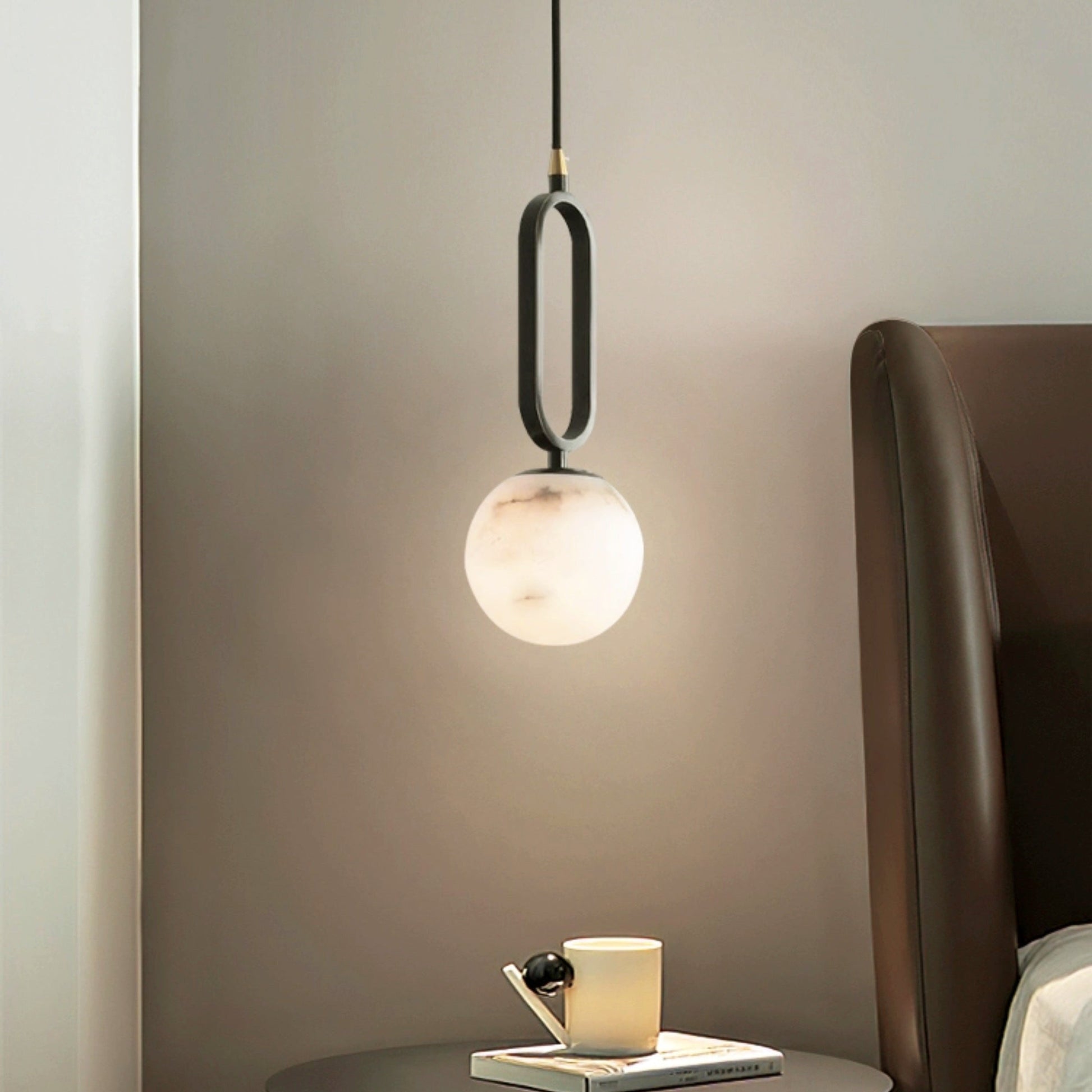 Alabaster Oval Ring Pendant Light | Modern Ceiling Light Fixture 7