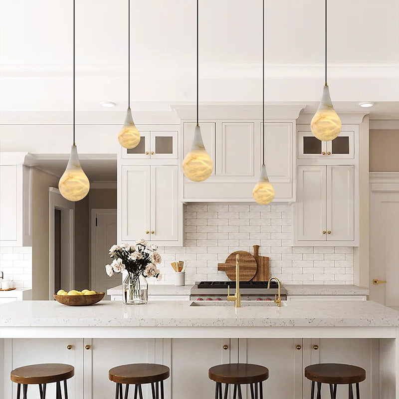 Alabaster Raindrop Chandelier Light | Modern Pendant Fixture 3