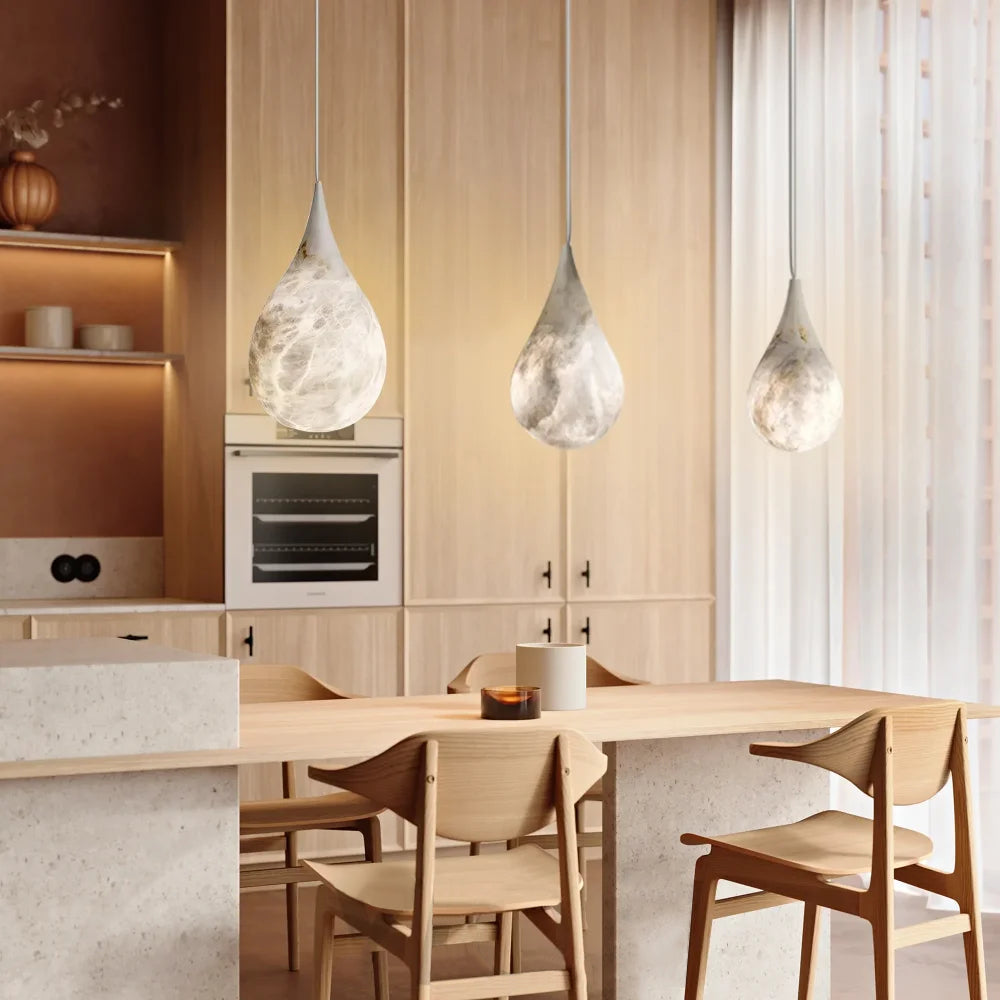 Alabaster Raindrop Chandelier Light | Modern Pendant Fixture 5