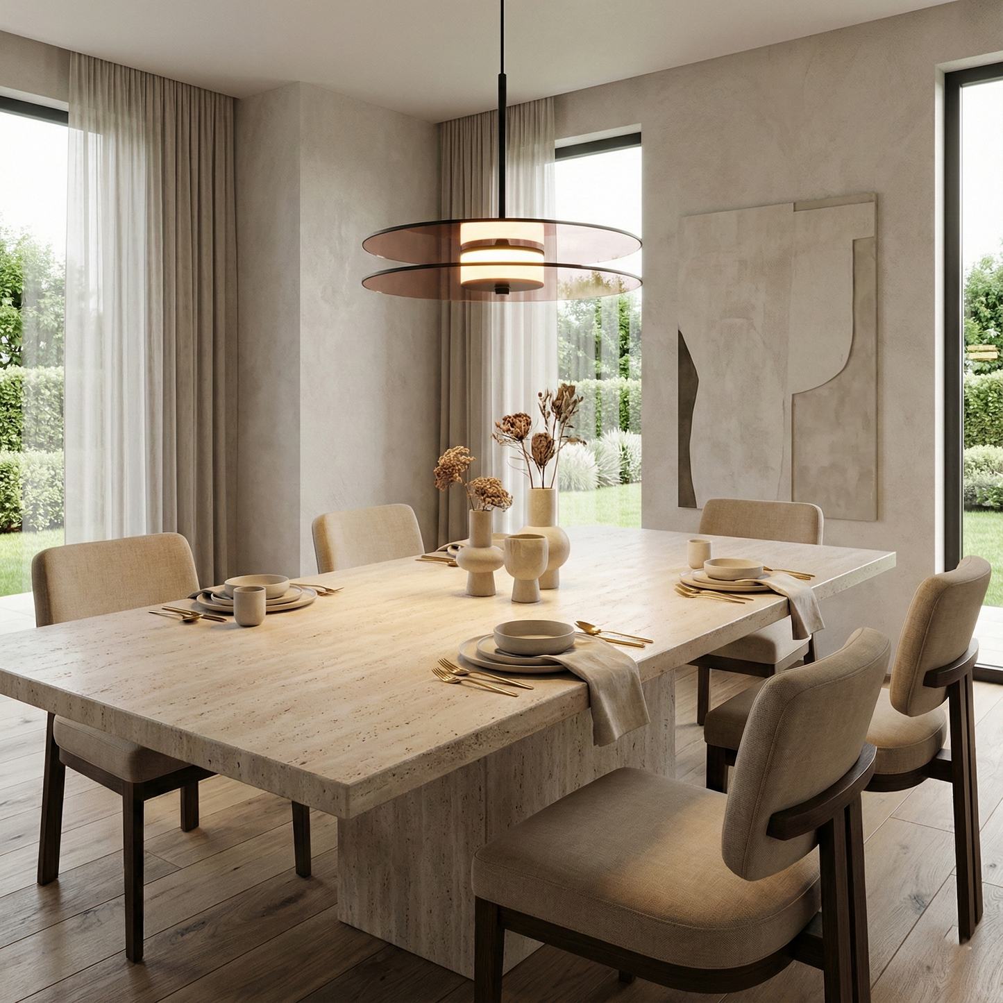 Amber Glass Pendant Light | Minimalist Kitchen Hanging Light 6