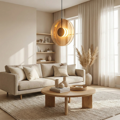Amber Glass Pendant Light | Minimalist Kitchen Hanging Light 7