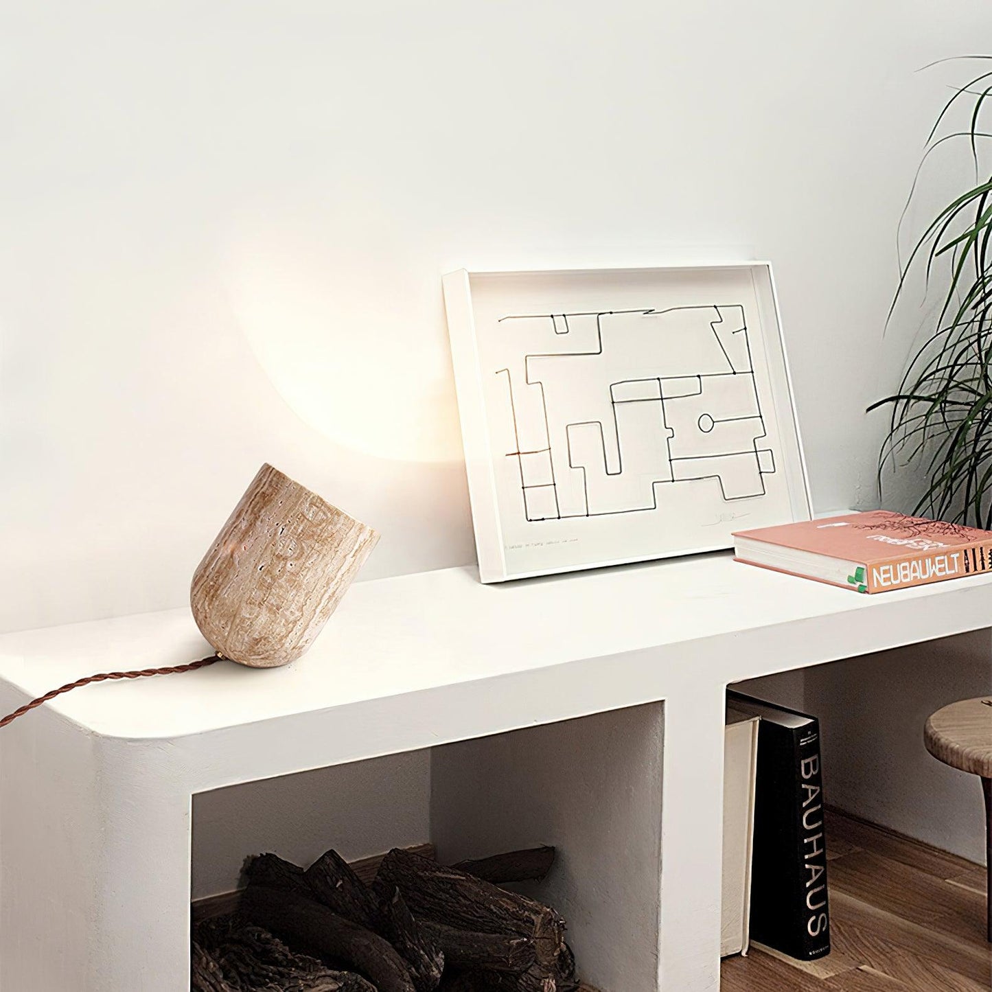 Amidori | Handcrafted Travertine Table Lamp for Living Room 1