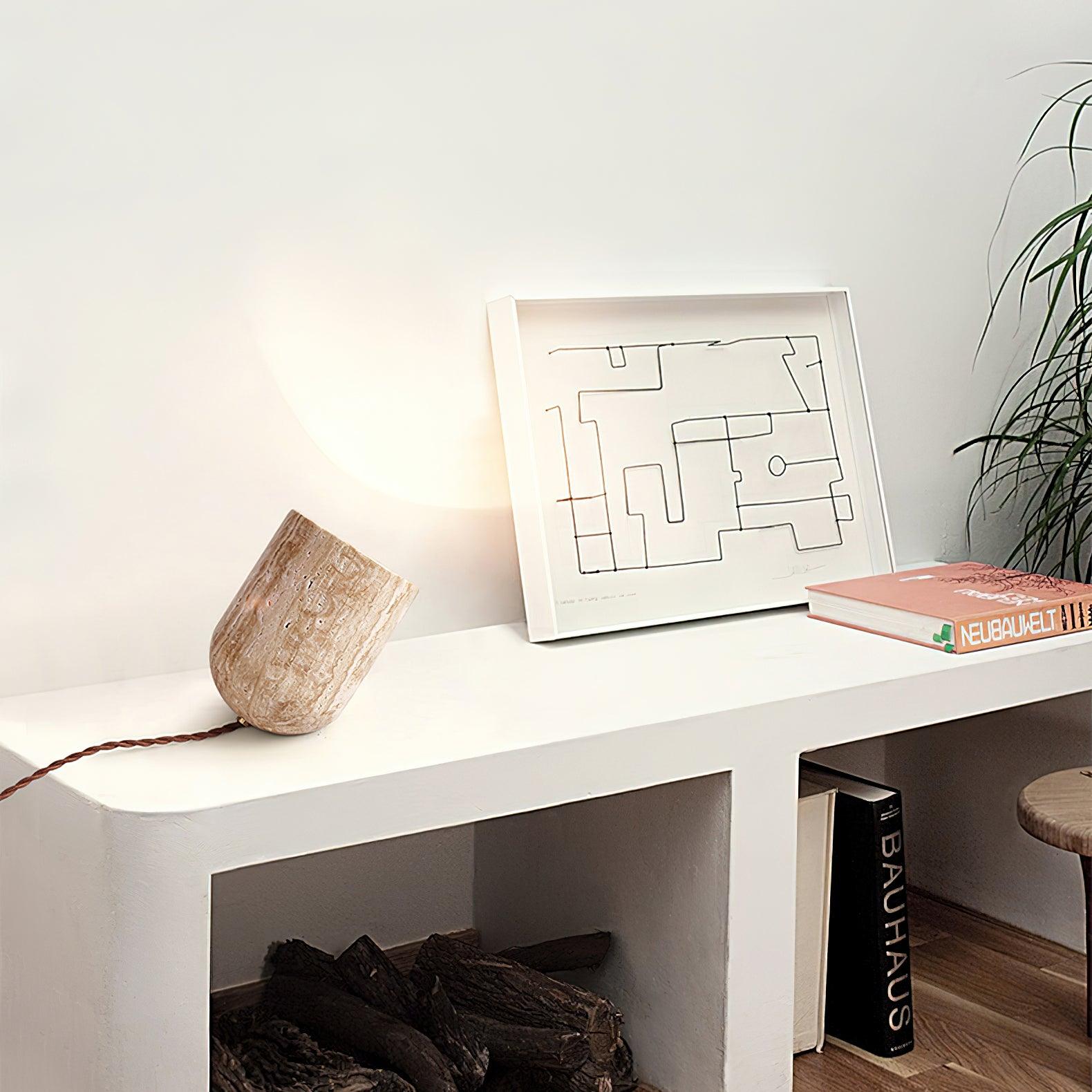 Amidori | Handcrafted Travertine Table Lamp for Living Room 1