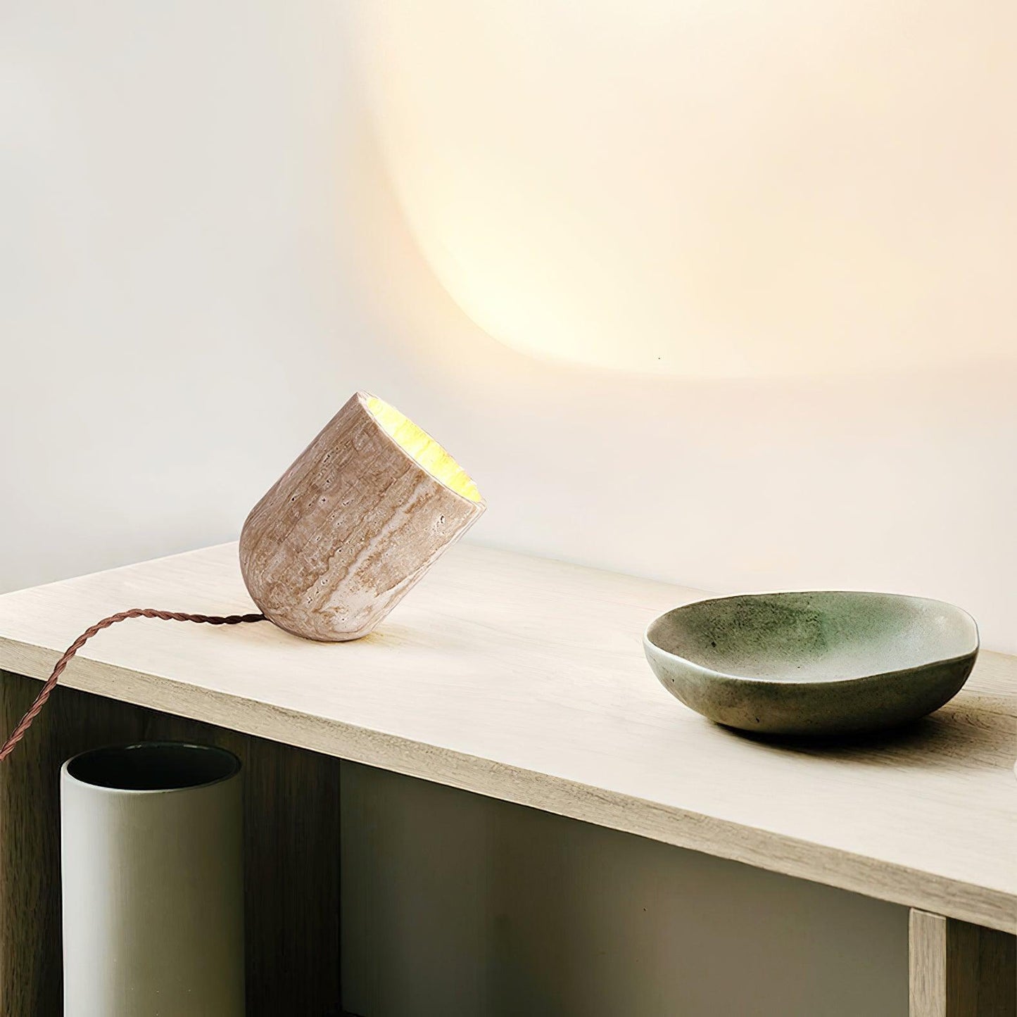 Amidori | Handcrafted Travertine Table Lamp for Living Room 7