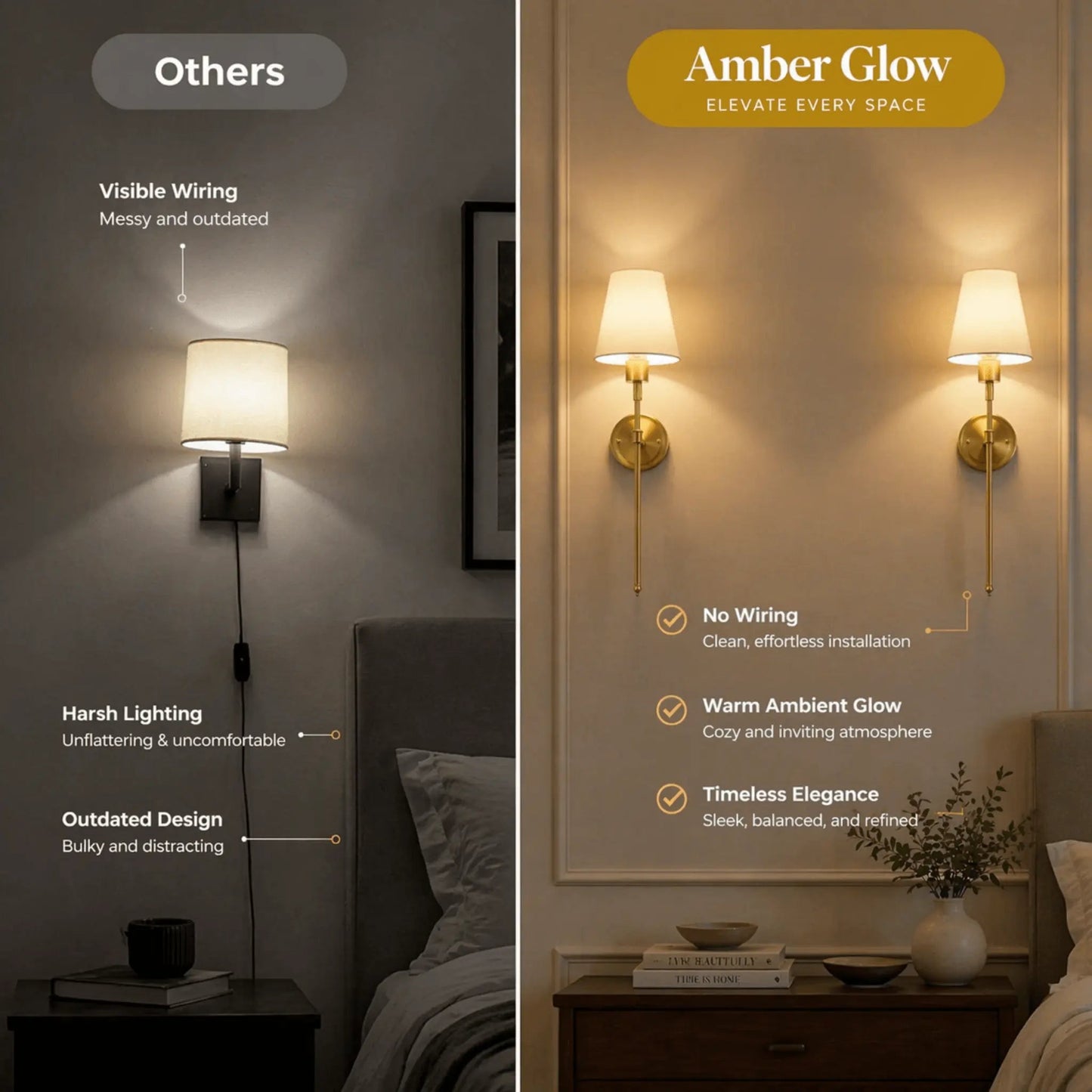 Aurelia Wall Sconces | Rechargeable, Remote-Controlled, Minimal Gold Finish 2