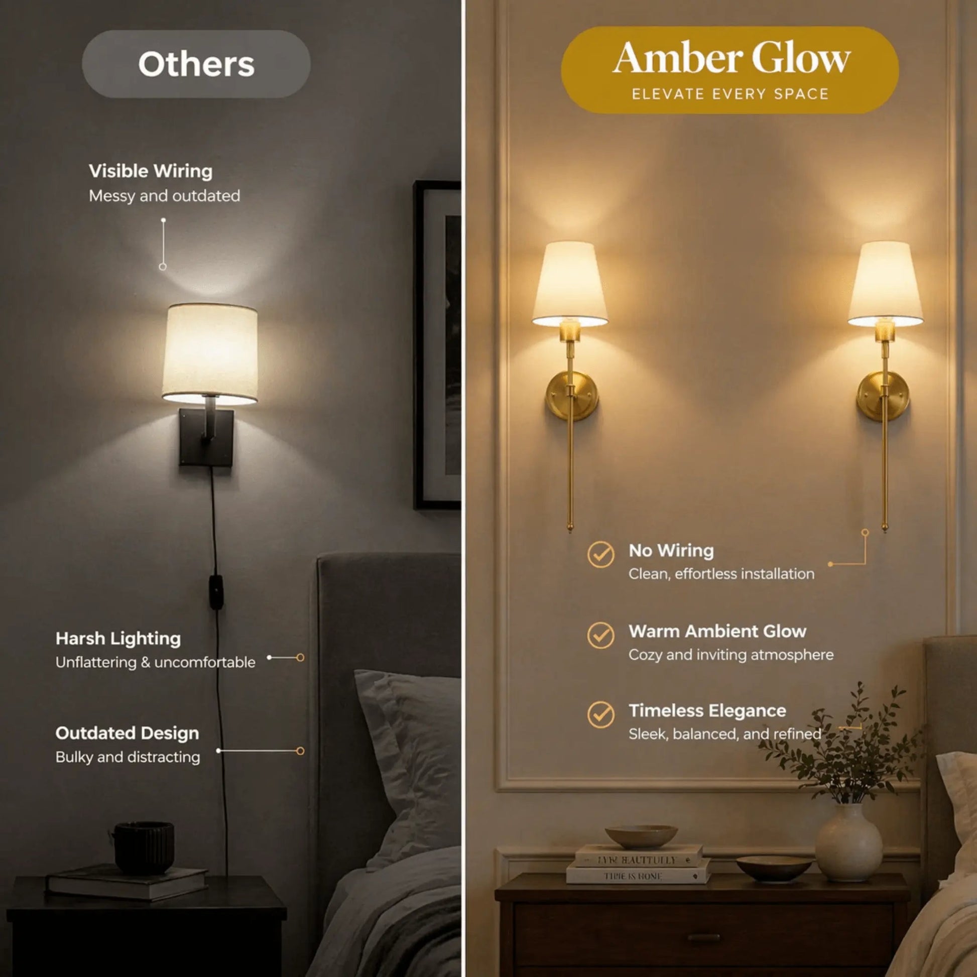 Aurelia Wall Sconces | Rechargeable, Remote-Controlled, Minimal Gold Finish 2