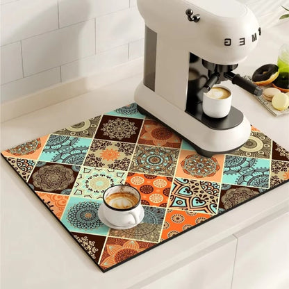 BaristaPad - Retro Tile Pattern Coffee Mat
