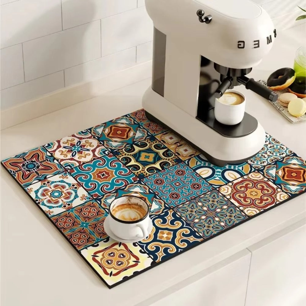 BaristaPad - Retro Tile Pattern Coffee Mat