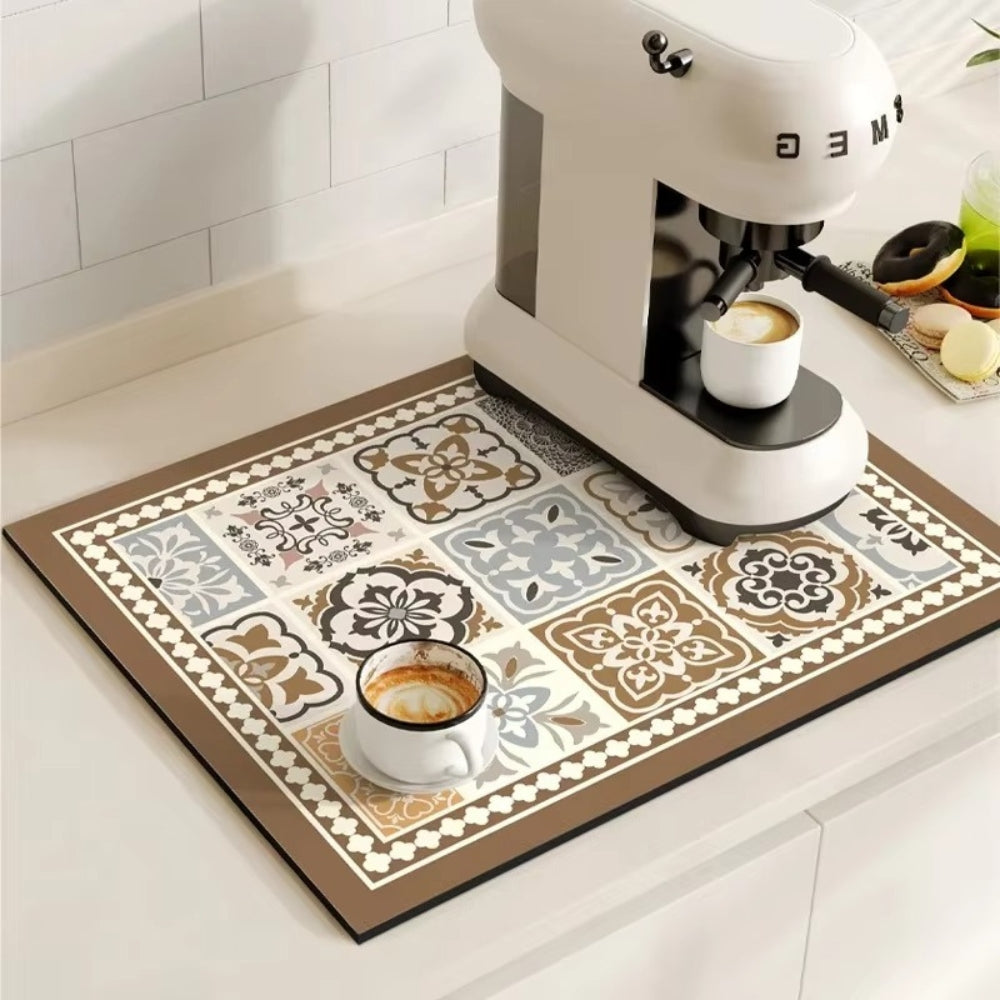 BaristaPad - Retro Tile Pattern Coffee Mat
