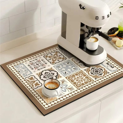 BaristaPad - Retro Tile Pattern Coffee Mat