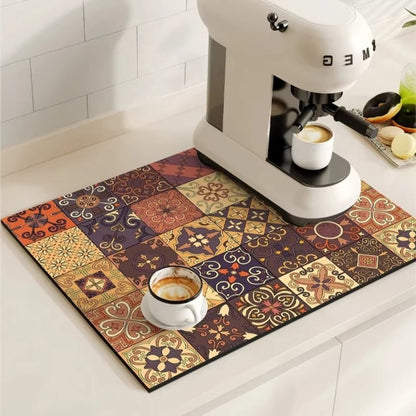 BaristaPad - Retro Tile Pattern Coffee Mat