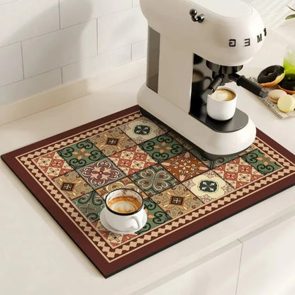 BaristaPad - Retro Tile Pattern Coffee Mat