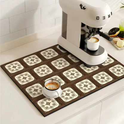 BaristaPad - Retro Tile Pattern Coffee Mat