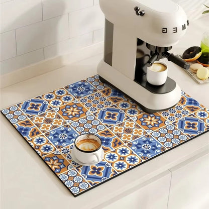 BaristaPad - Retro Tile Pattern Coffee Mat