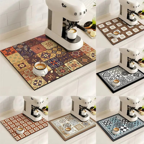 BaristaPad - Retro Tile Pattern Coffee Mat