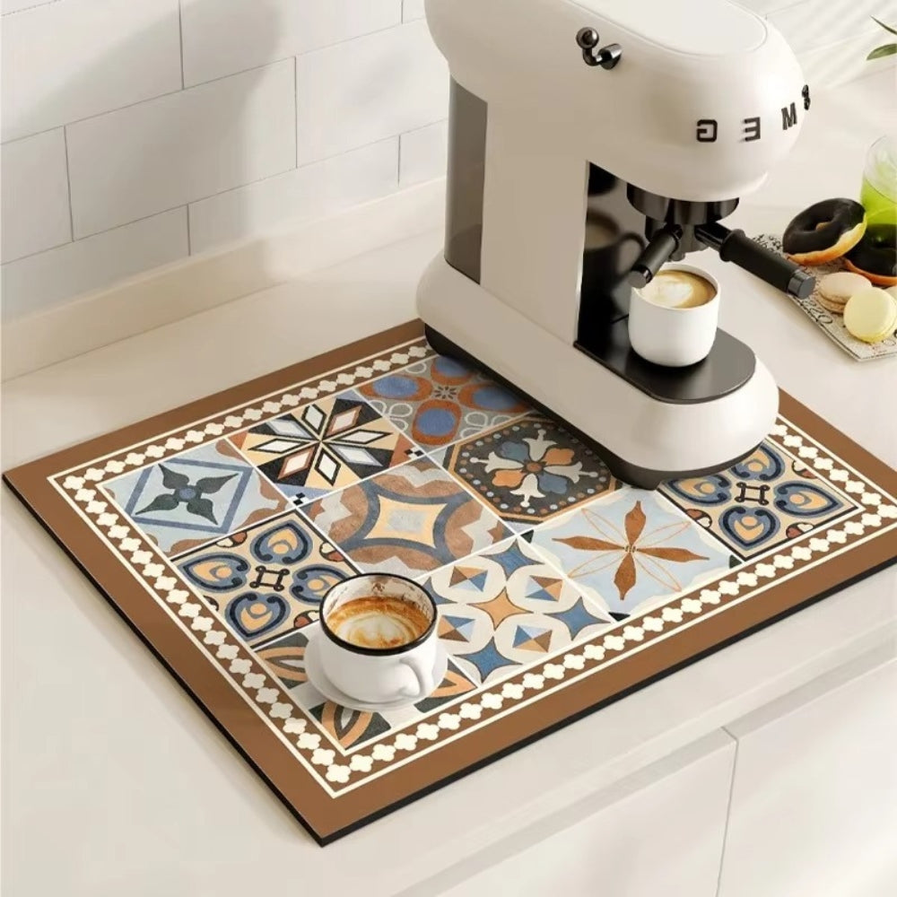 BaristaPad - Retro Tile Pattern Coffee Mat