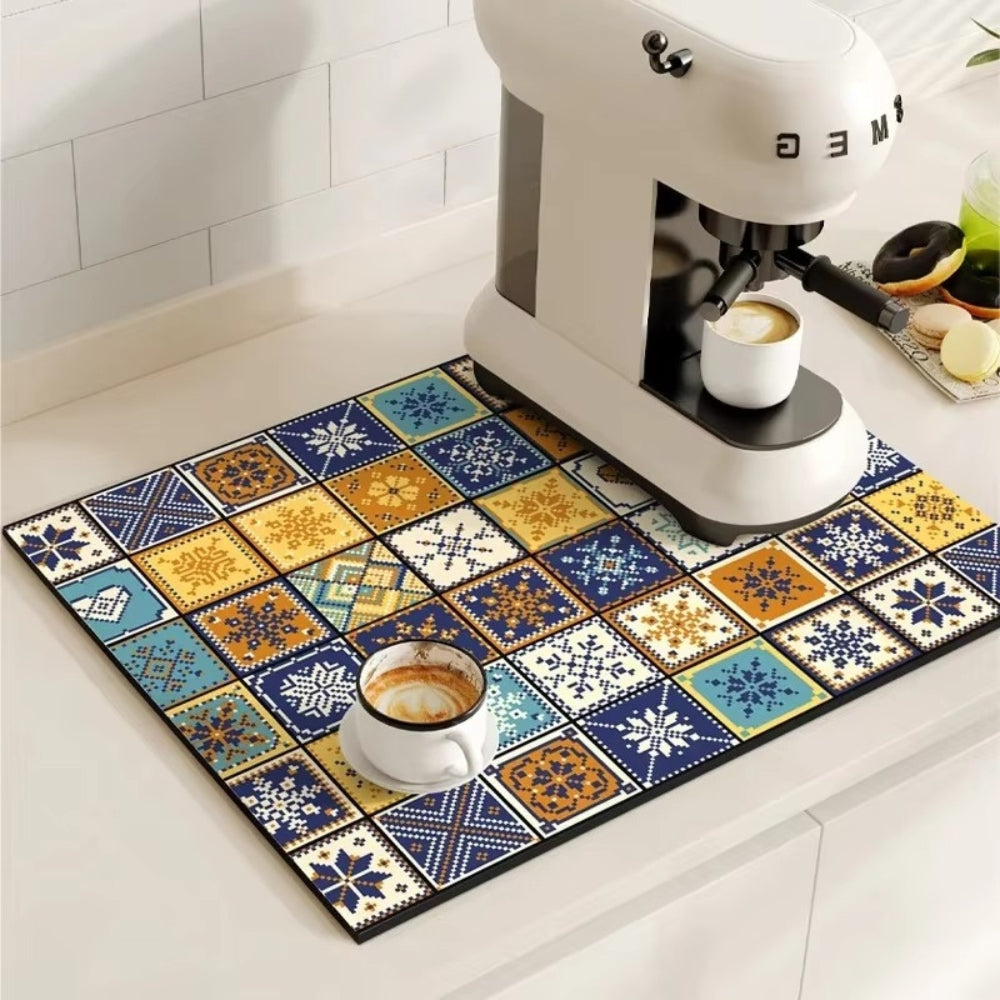 BaristaPad - Retro Tile Pattern Coffee Mat