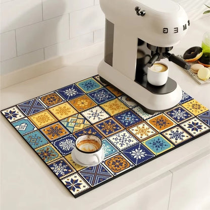 BaristaPad - Retro Tile Pattern Coffee Mat