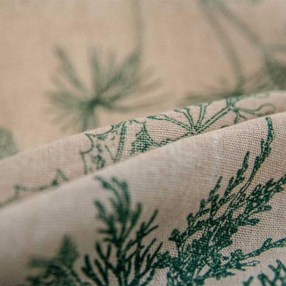 Bora Curtain Panel | Linen Blend, Botanical Bird Print with Tassel Trim 1