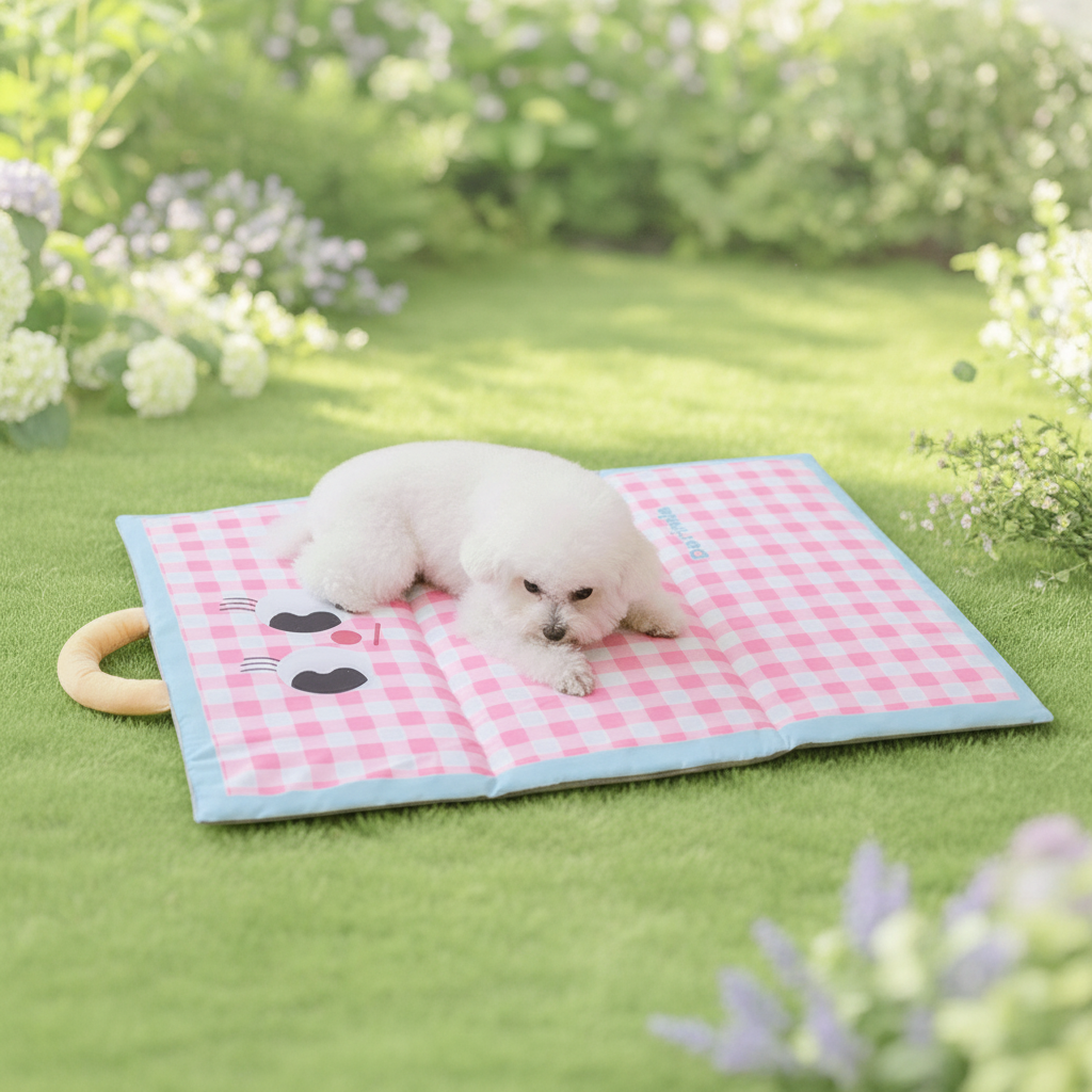 Breezium - Foldable Gingham Print Pet Cooling Mat