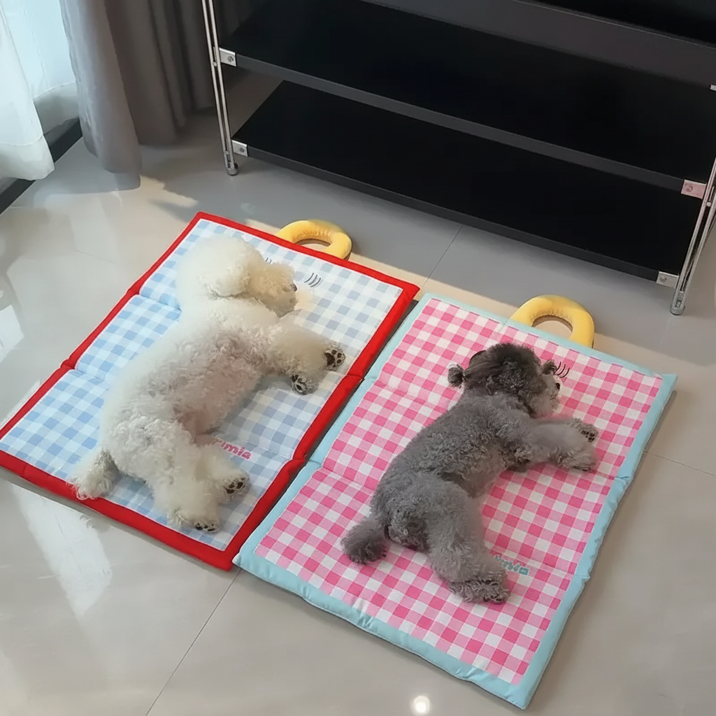 Breezium - Foldable Gingham Print Pet Cooling Mat