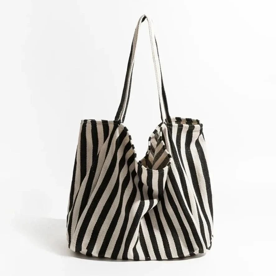 Canoe Tote Bag | Durable Canvas, Stylish Striped Design 0