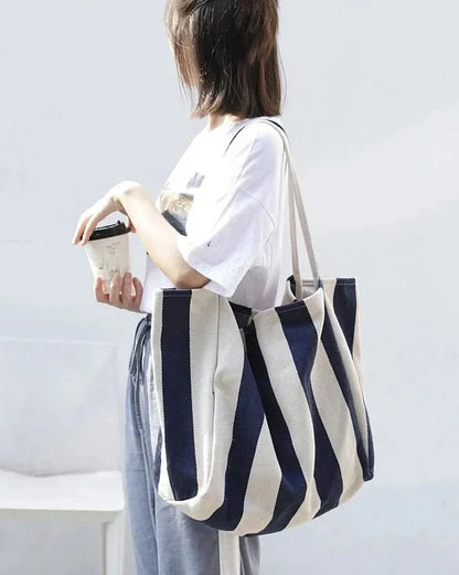 Canoe Tote Bag | Durable Canvas, Stylish Striped Design 1