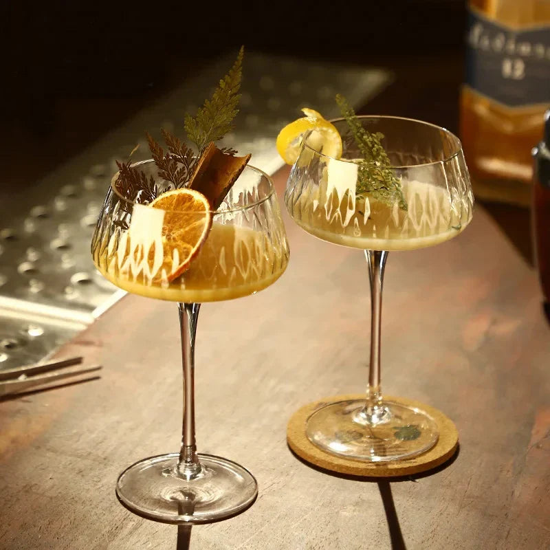 Crysella - Textured Cocktail Coupe Glasses