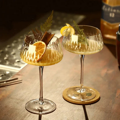 Crysella - Textured Cocktail Coupe Glasses