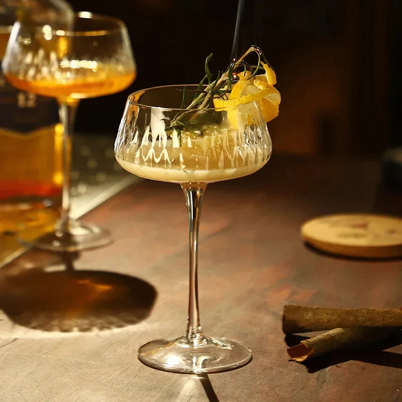Crysella - Textured Cocktail Coupe Glasses