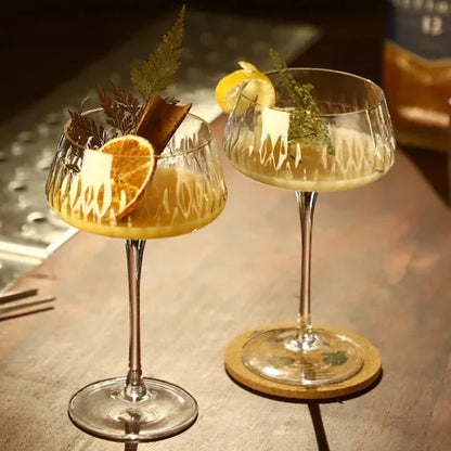 Crysella - Textured Cocktail Coupe Glasses
