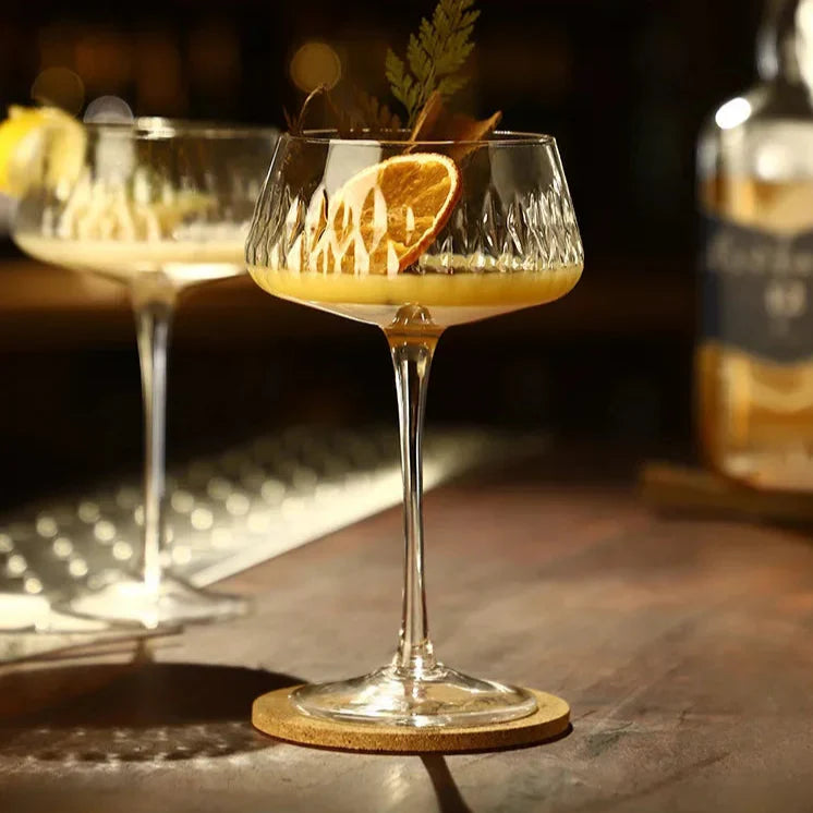 Crysella - Textured Cocktail Coupe Glasses