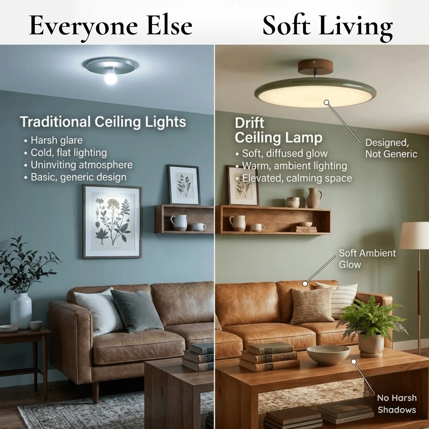 Dara Adjustable Ceiling Light Fixture | Minimalist LED Design, Soft Beige or Green 2