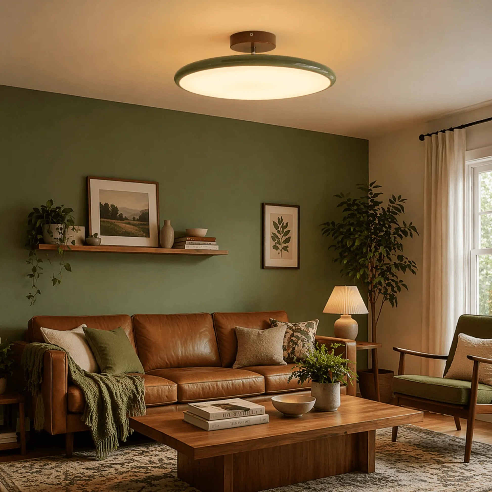 Dara Adjustable Ceiling Light Fixture | Minimalist LED Design, Soft Beige or Green 3
