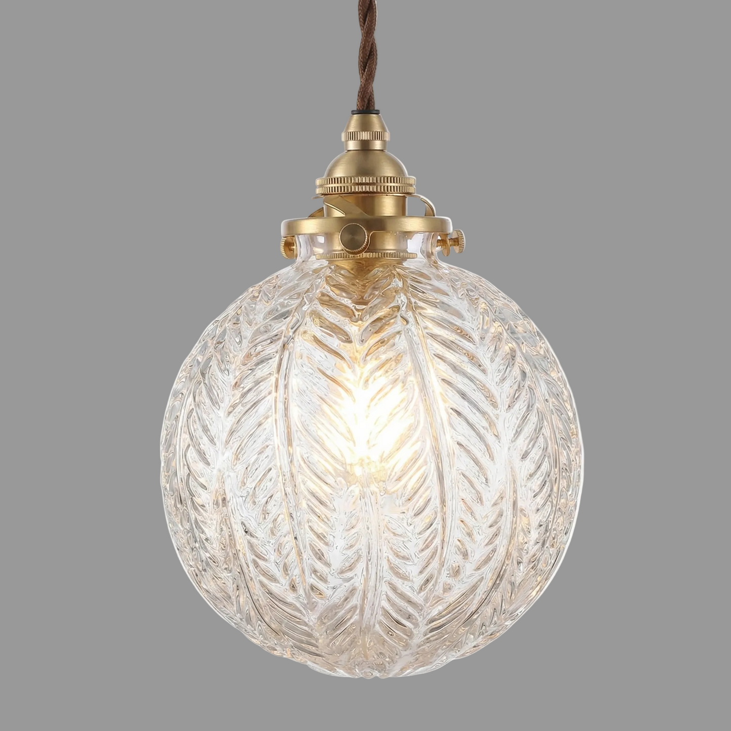 Elowyn Feather-Texture | Glass Pendant Light Fixture 0