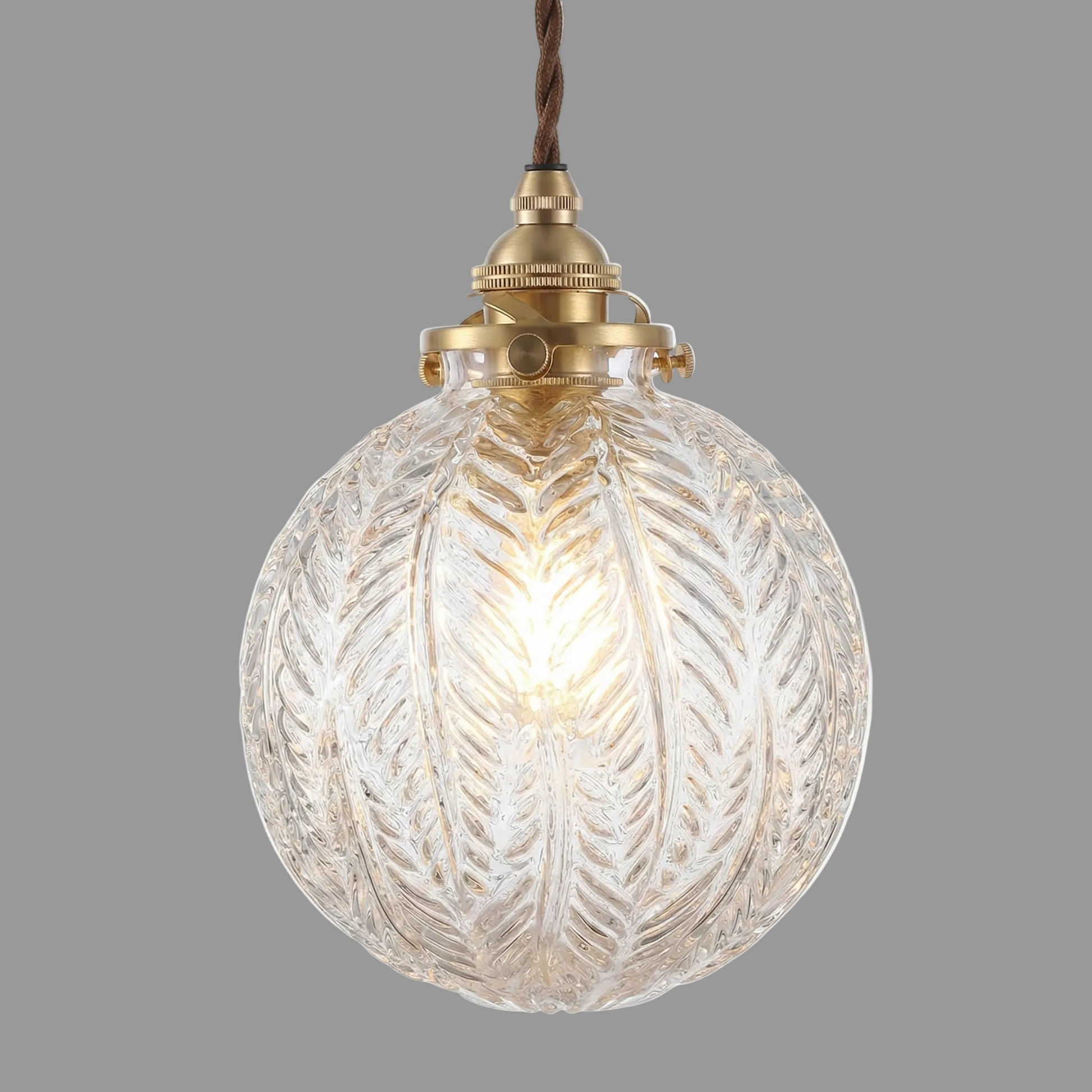 Elowyn Feather-Texture | Glass Pendant Light Fixture 0