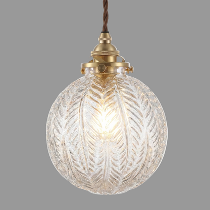 Elowyn Feather-Texture | Glass Pendant Light Fixture 0