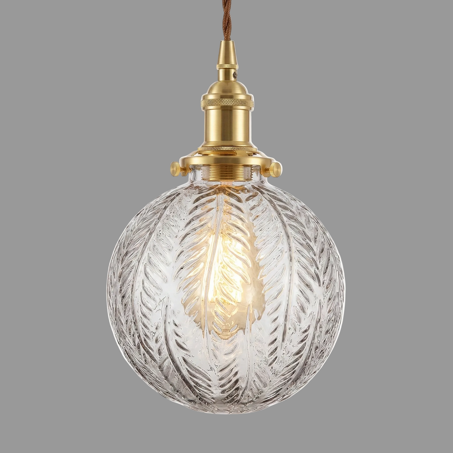 Elowyn Feather-Texture | Glass Pendant Light Fixture 1
