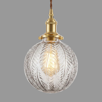 Elowyn Feather-Texture | Glass Pendant Light Fixture 1