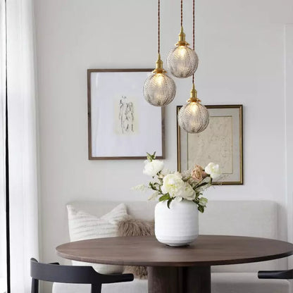 Elowyn Feather-Texture | Glass Pendant Light Fixture 6