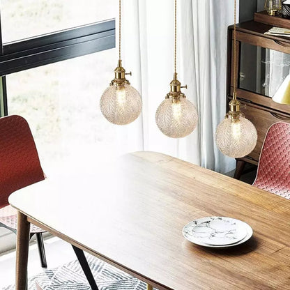 Elowyn Feather-Texture | Glass Pendant Light Fixture 8
