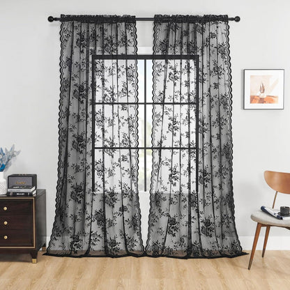 Fleur Curtain Panel | Lightweight Floral Lace, Half-Shading 0