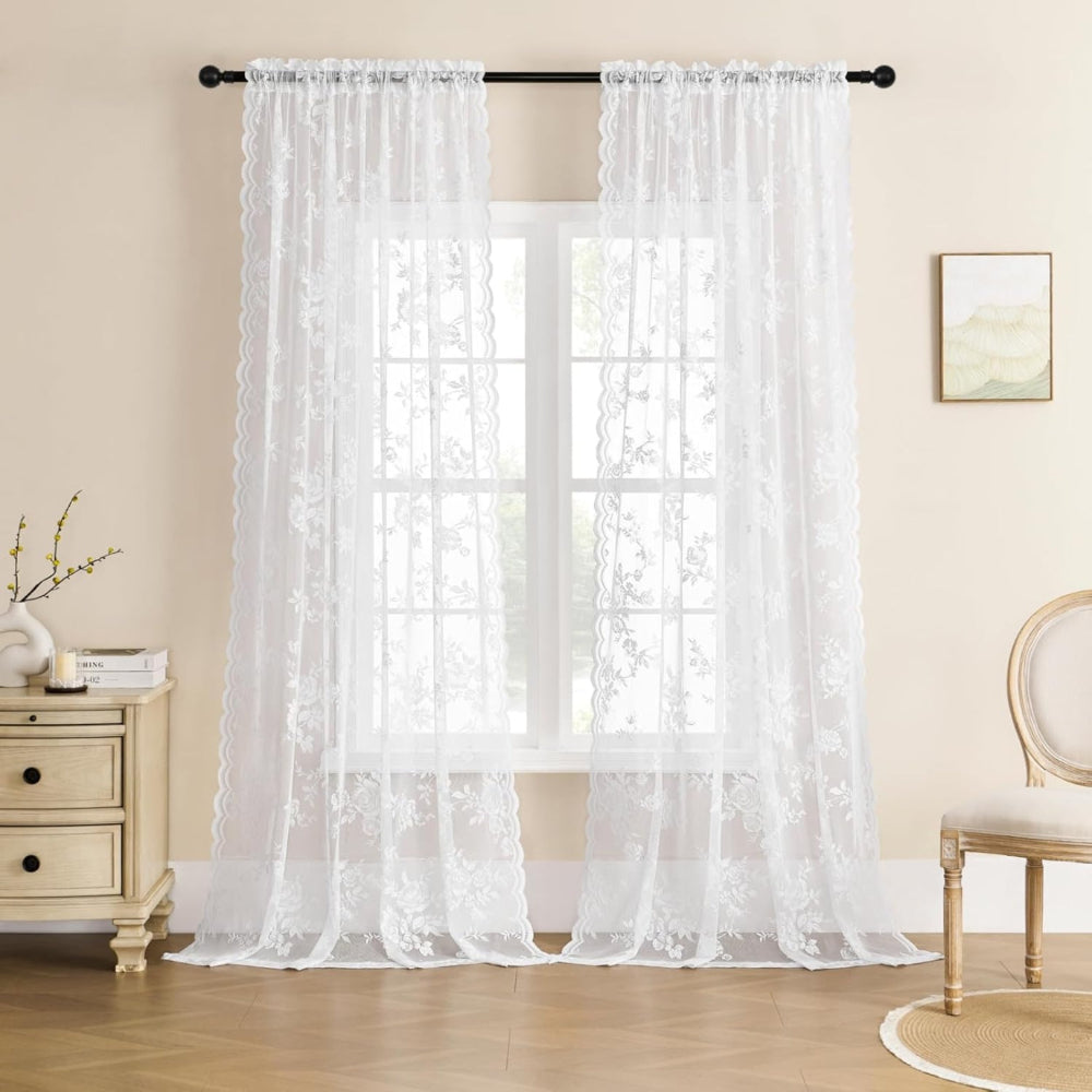 Fleur Curtain Panel | Lightweight Floral Lace, Half-Shading 6