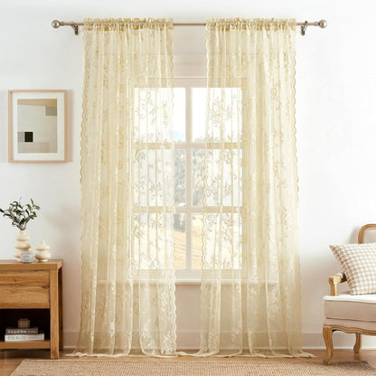 Fleur Curtain Panel | Lightweight Floral Lace, Half-Shading 8