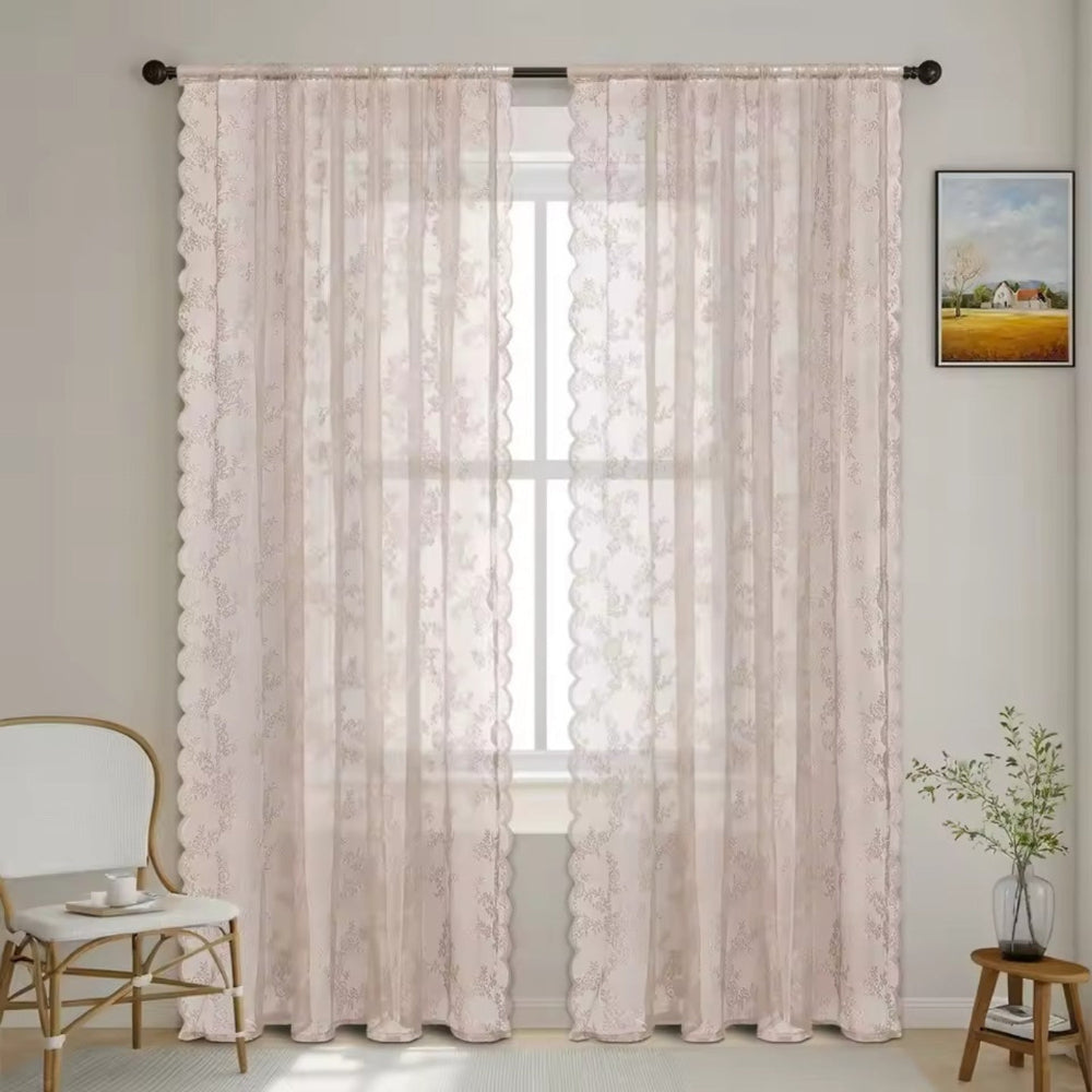 Fleur Curtain Panel | Lightweight Floral Lace, Half-Shading 9