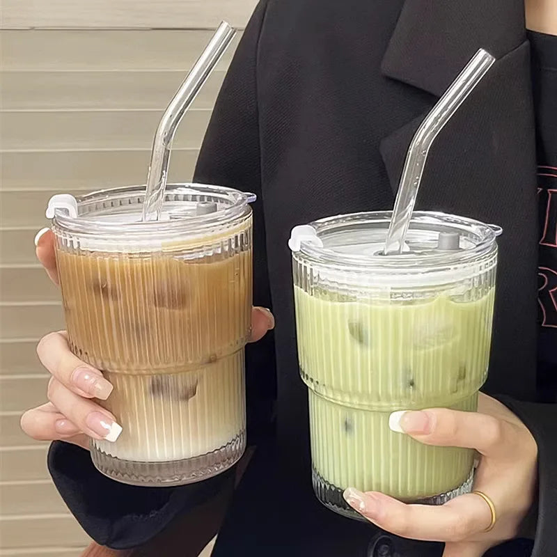 Flutid - Ribbed Reusable Tumbler With Straw