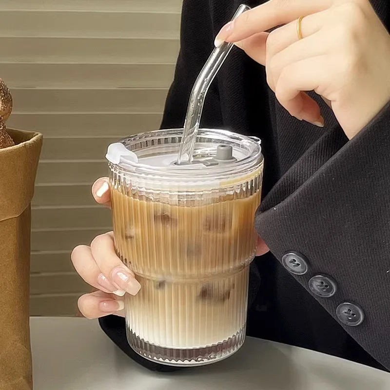 Flutid - Ribbed Reusable Tumbler With Straw